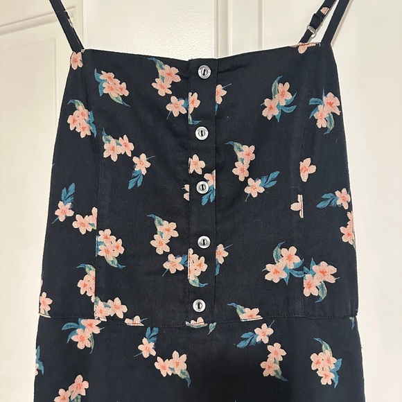 Hollister Floral Print Black Lined Button Mini Dress Size Medium Womens - Picture 2 of 10